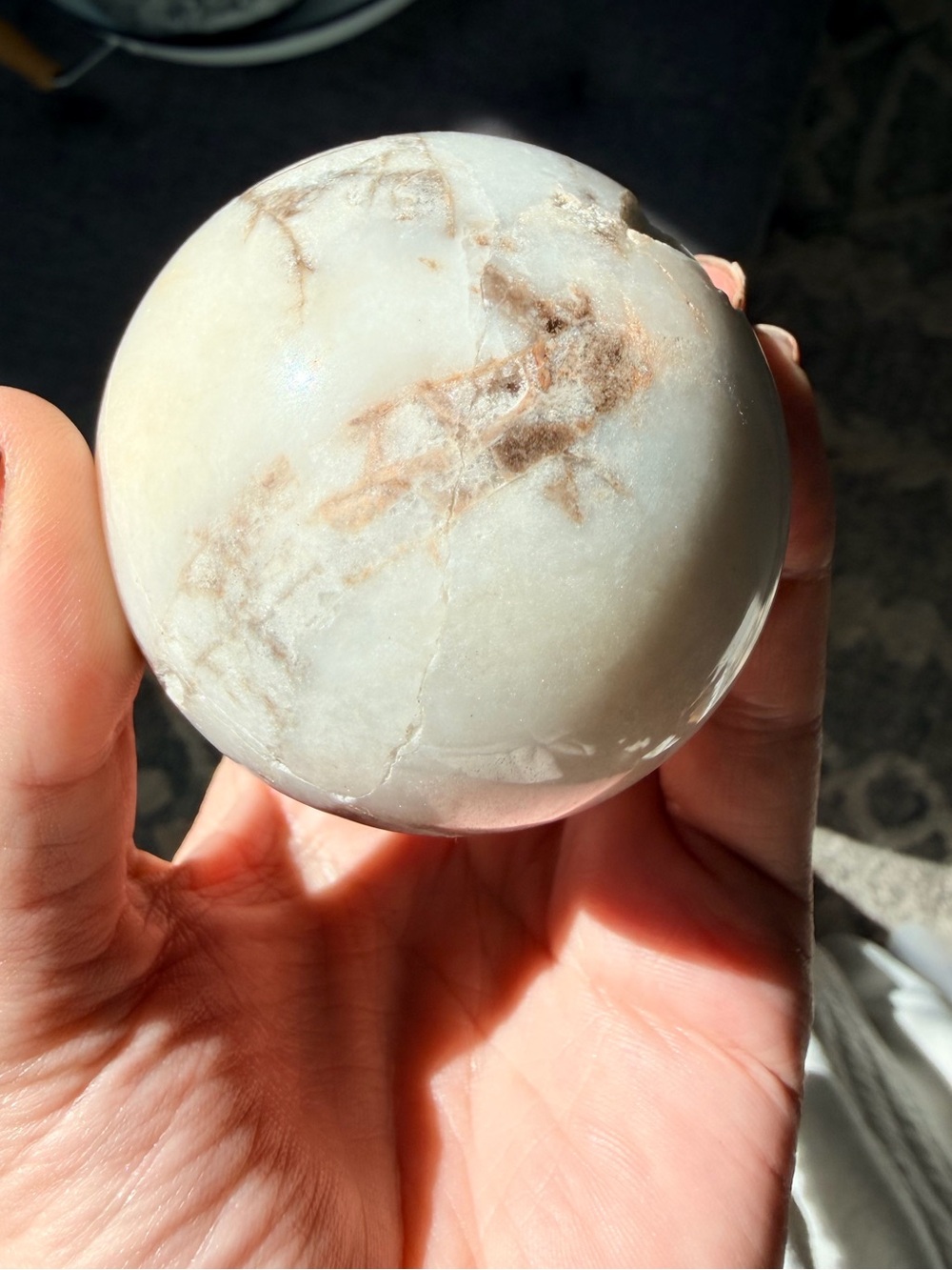 Dendritic Agate Sphere | Natural Crystal | Unique Druzy Inclusions - Picture 7 of 8